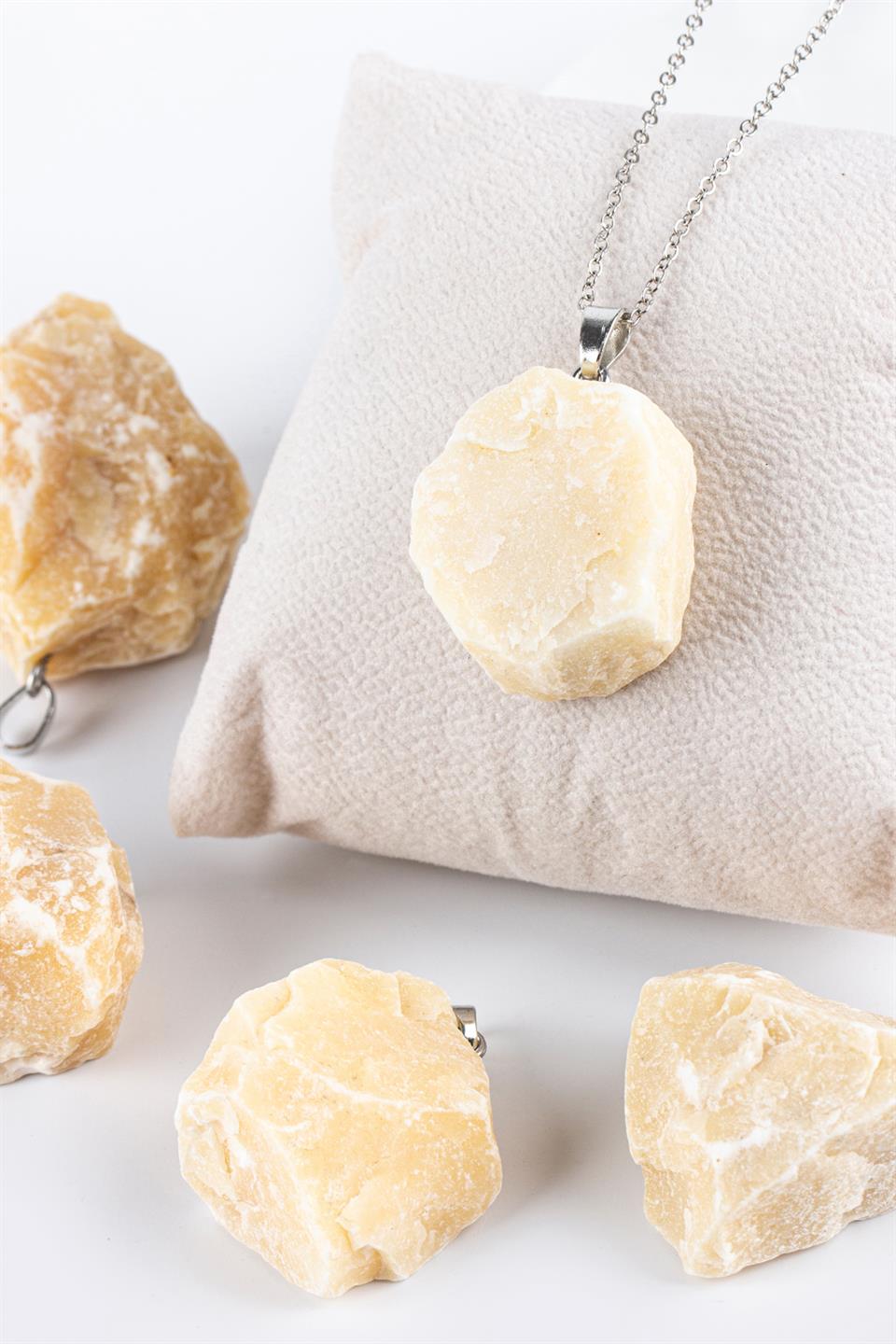 Kalsit Ham Parça Kolye Ucu