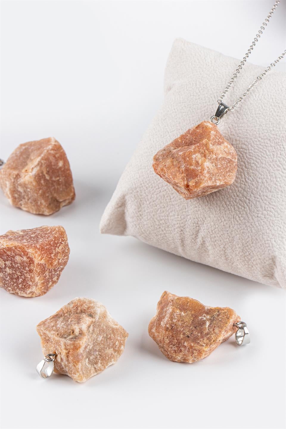 Kalsit Turuncu Ham Kolye Ucu						