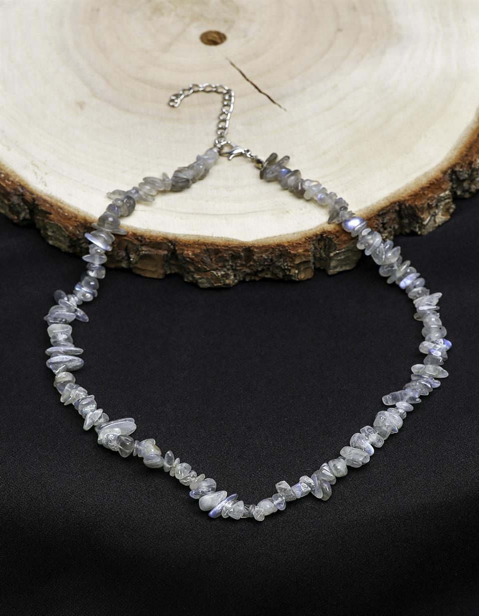 Labradorit AA Kalite Kırık Taş Model Doğal Taş Kolye