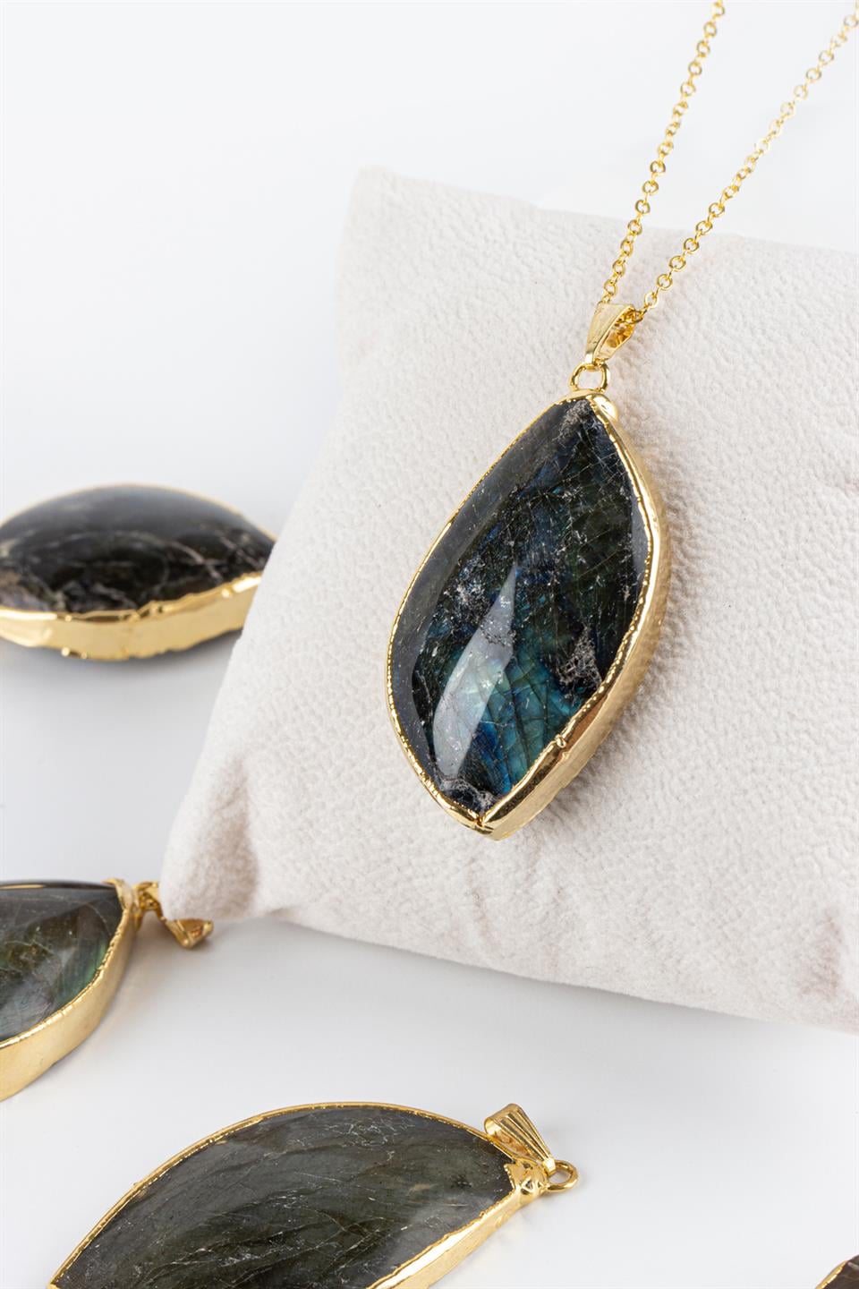 Labradorit Altın Kaplama Kolye Ucu