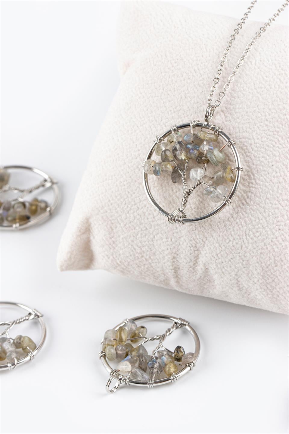 Labradorit Hayat Ağacı Model Kolye Ucu