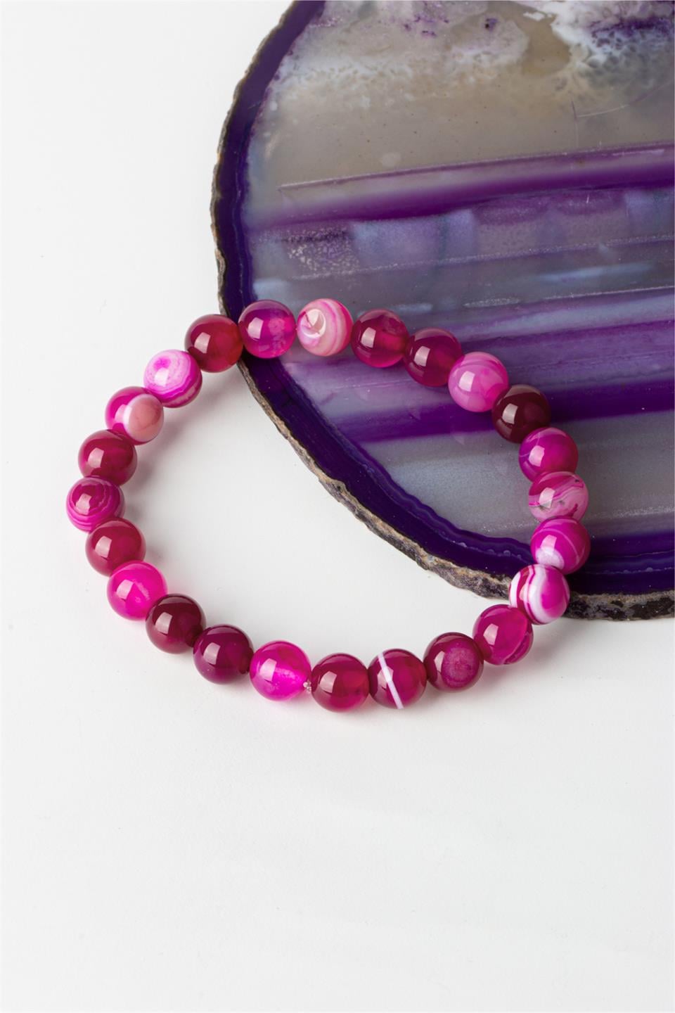 Madagaskar Akik Pembe Küre Kesim 8 mm Bileklik