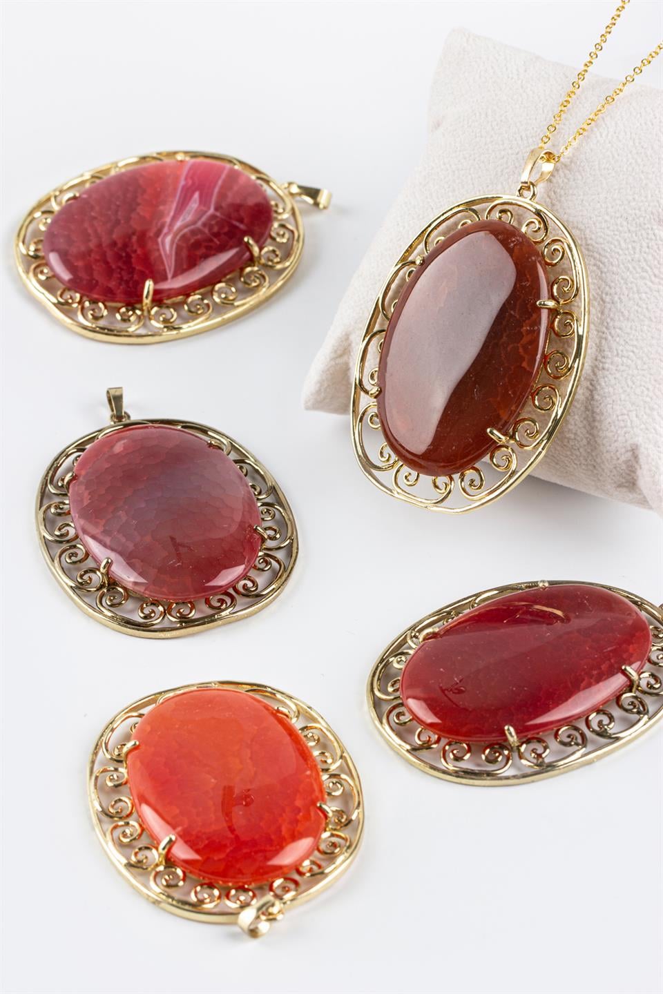 Pembe Akik Kolye Ucu					