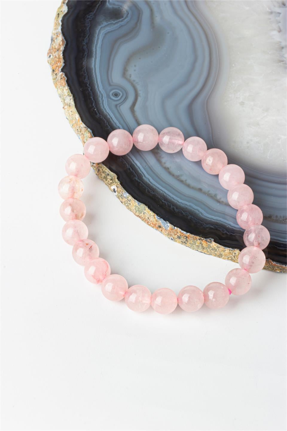 Pembe Kuvars Küre Kesim 8 mm Bileklik