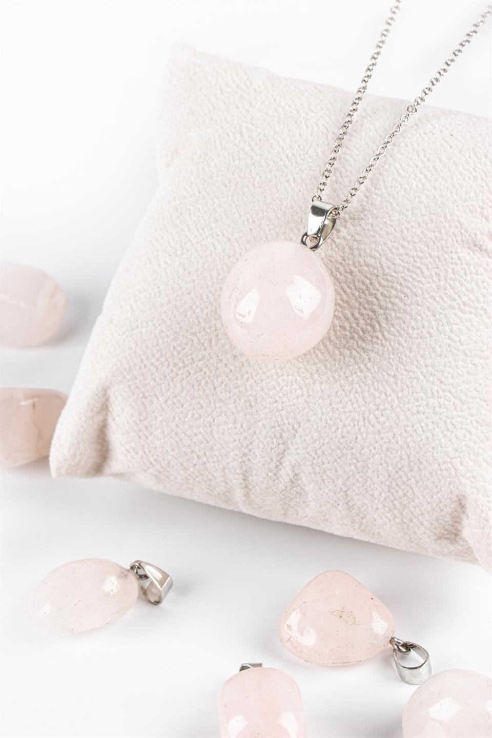 Pembe Kuvars Tımbıl Model Kolye Ucu