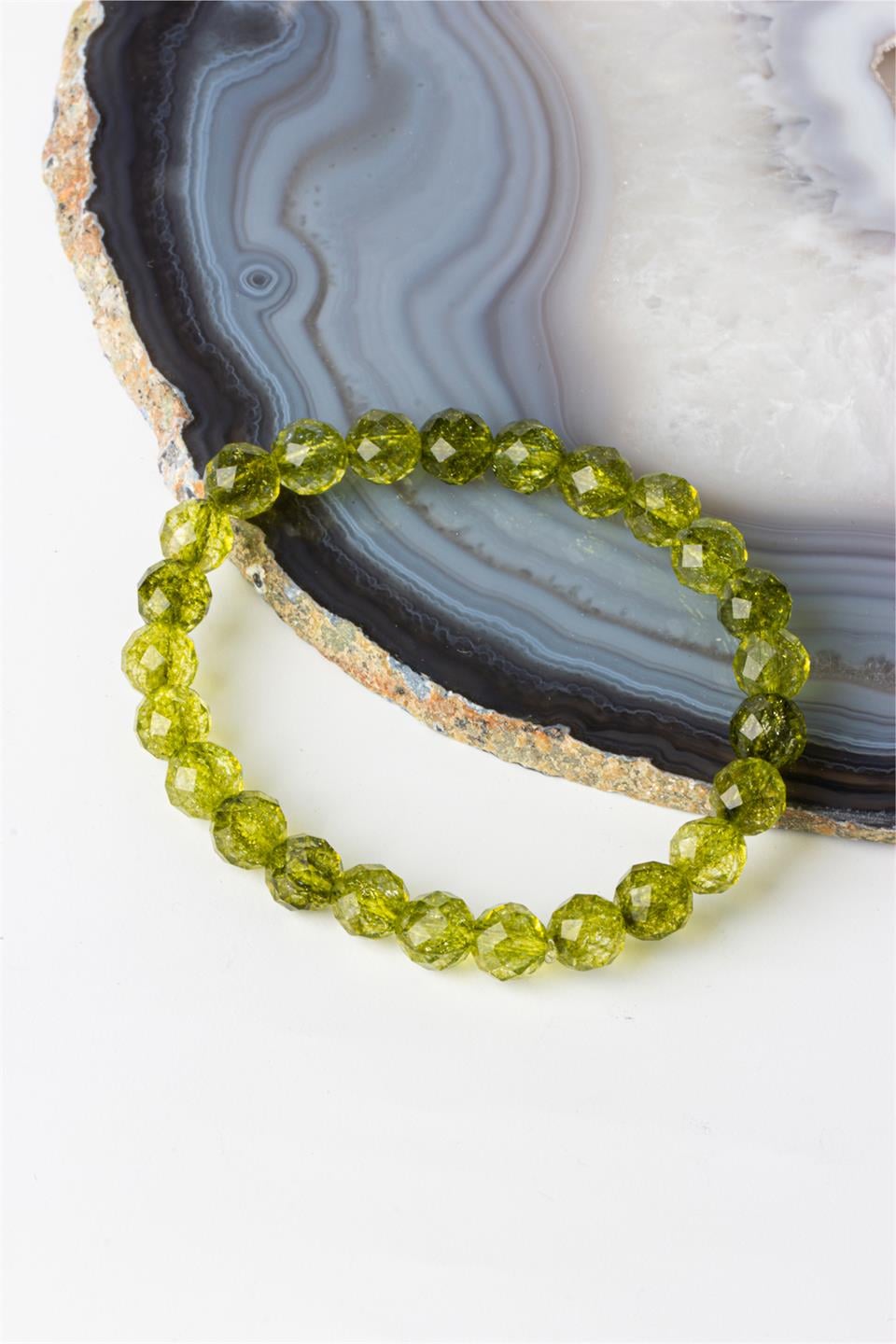 Peridot Faset Kesim 8 mm Bileklik