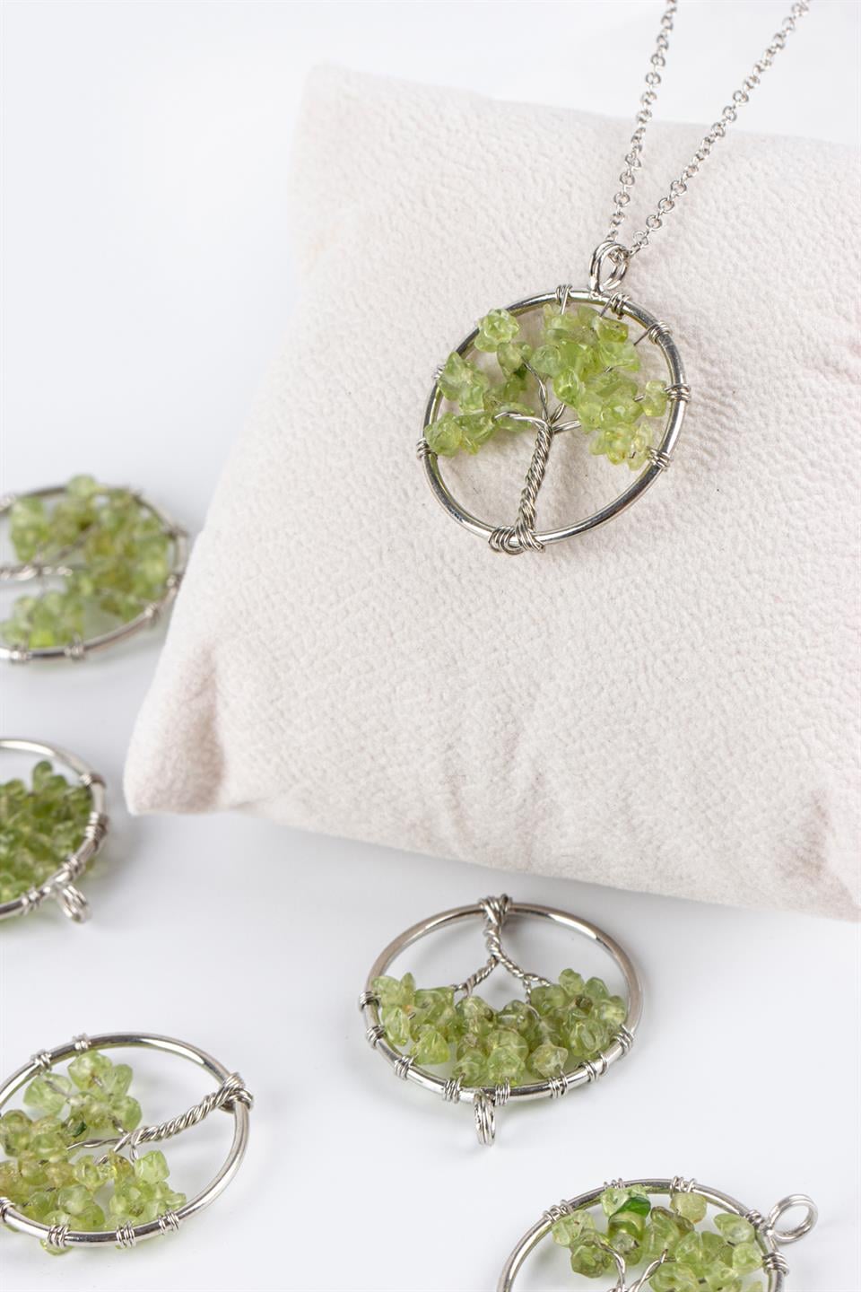 Peridot (Zebercet) Hayat Ağacı Model Kolye Ucu