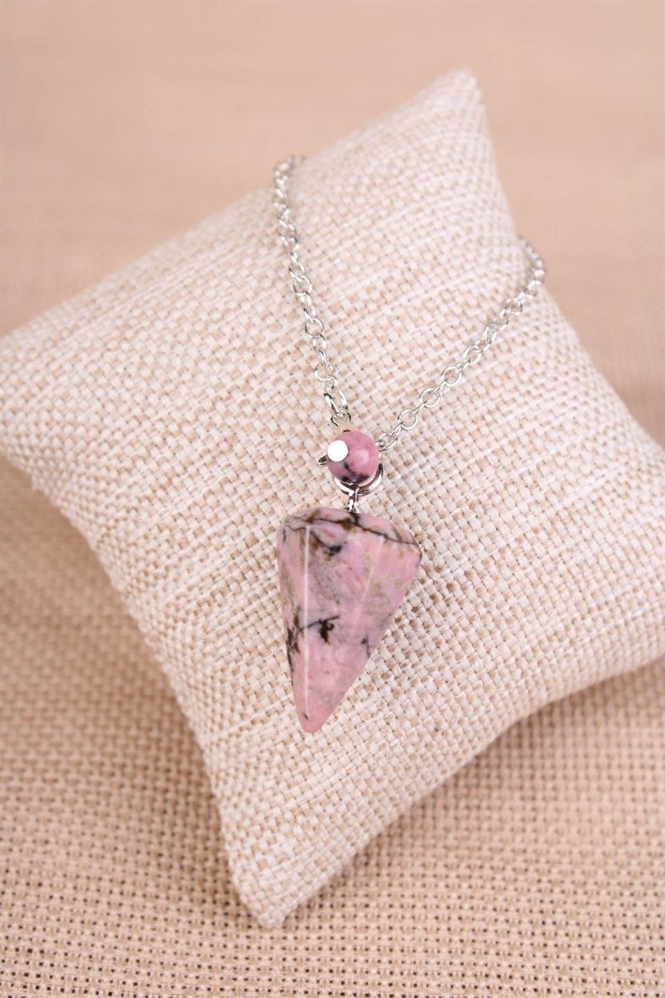 Rodonit Doğal Taş Pandül - Sarkaç