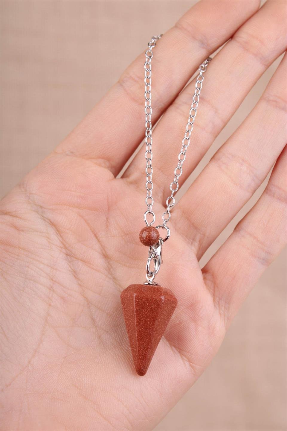 Yıldız Taşı Kahverengi Doğal Taş Pandül - Sarkaç