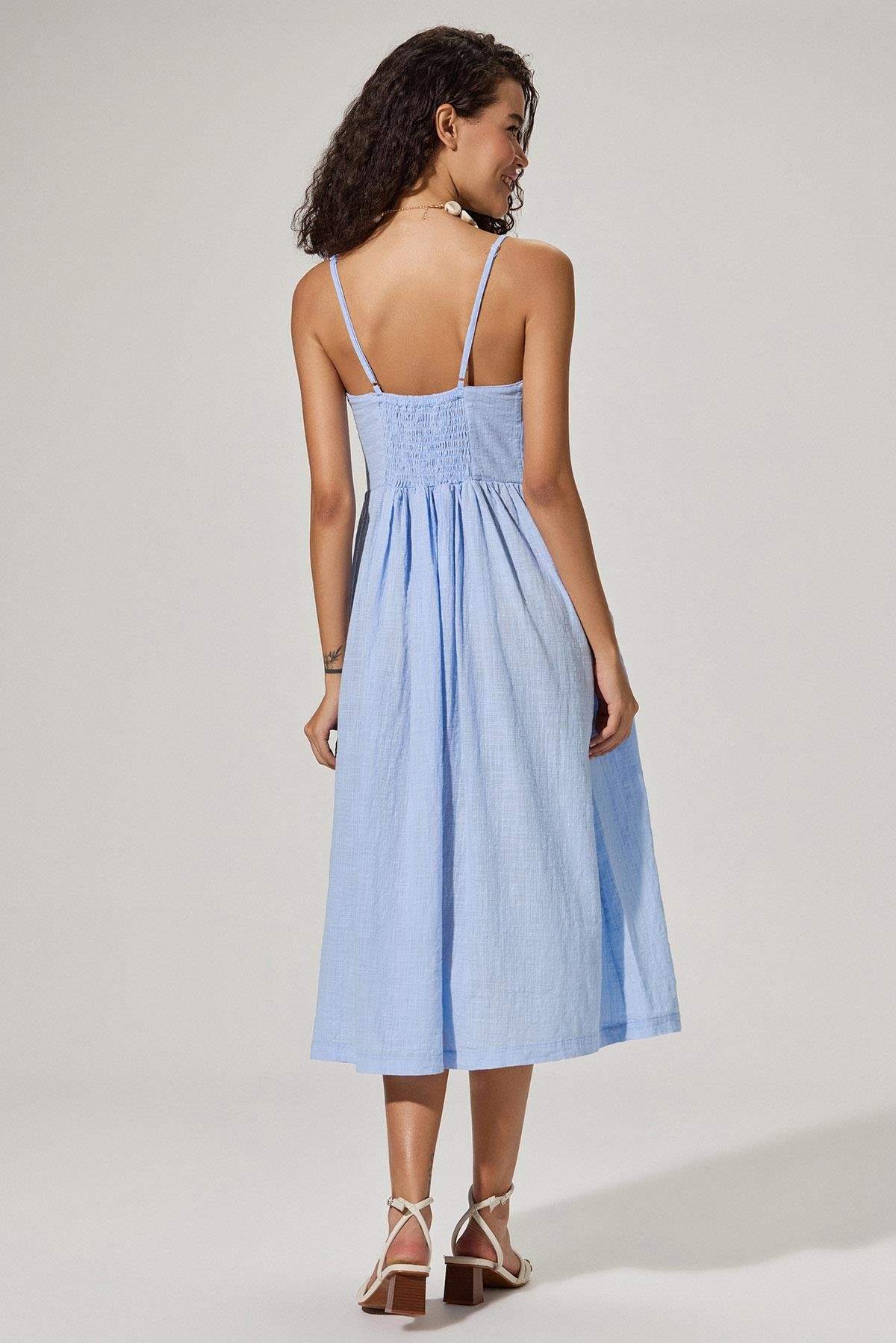 Strapless Coco Buttoned Blue Dress