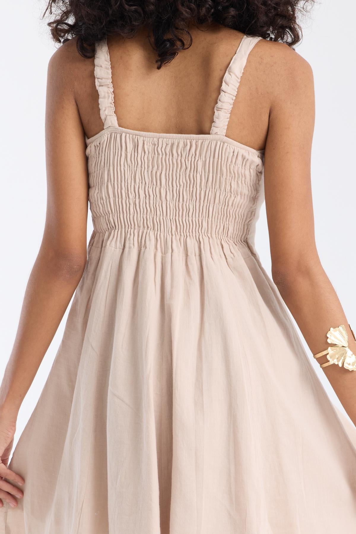 Strappy Short Beige Dress