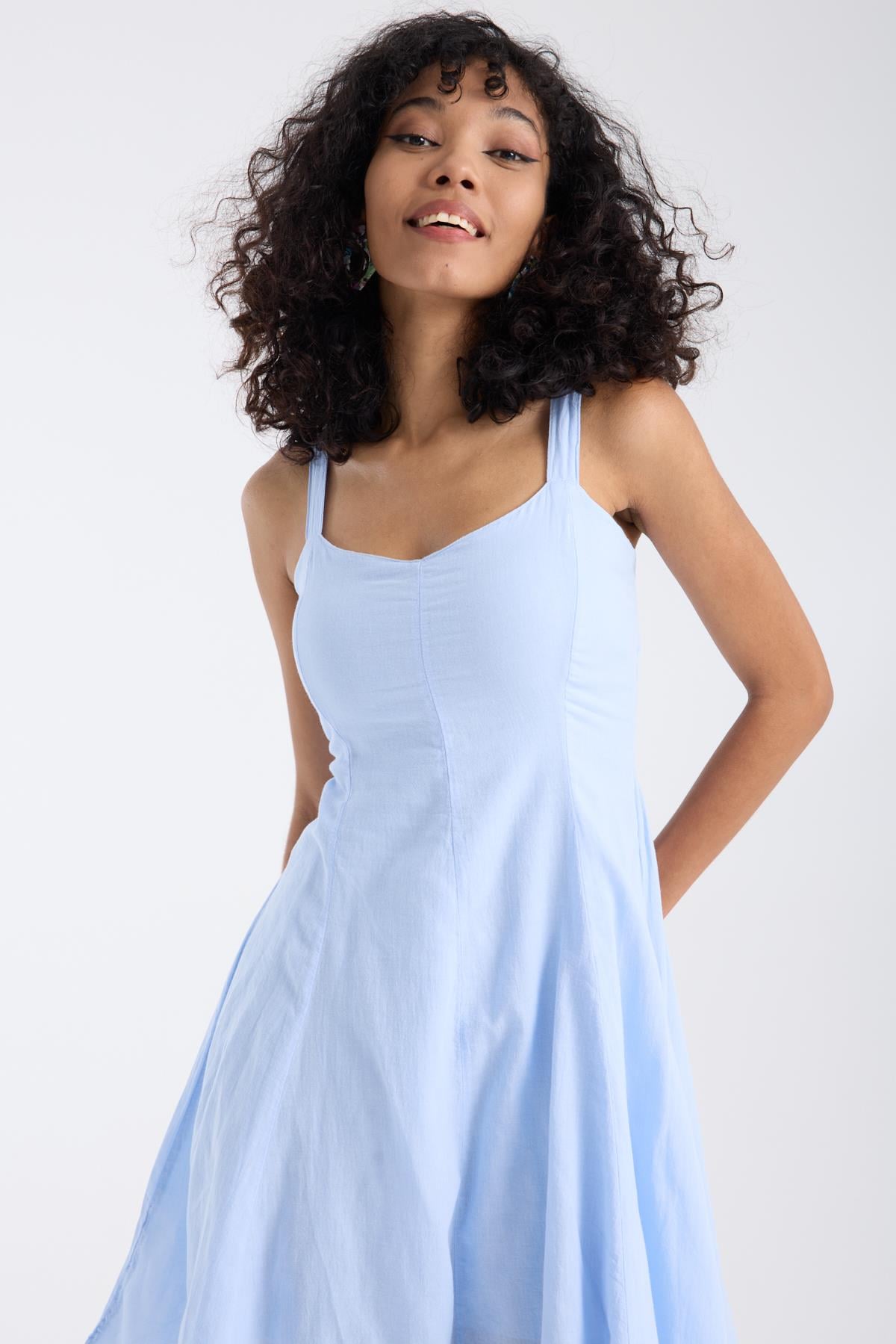 Strappy Short Blue Dress