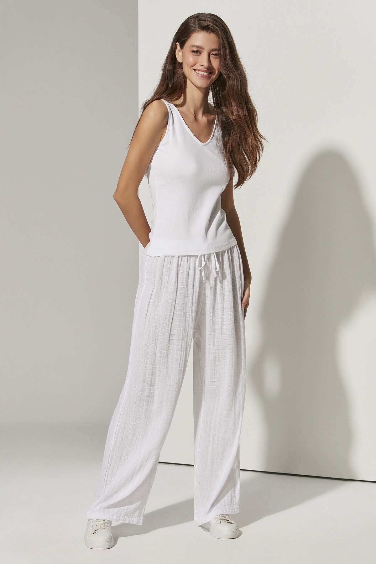 Beach Beyaz Kadın Pantolon