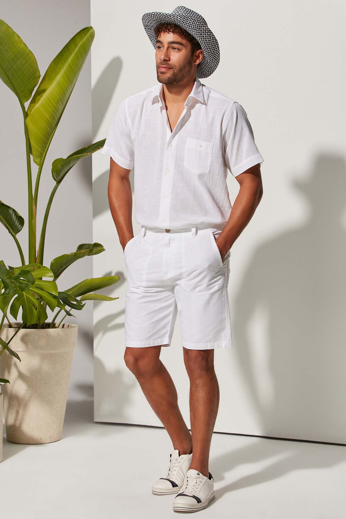 Coco Düğme Erkek Beyaz Şort