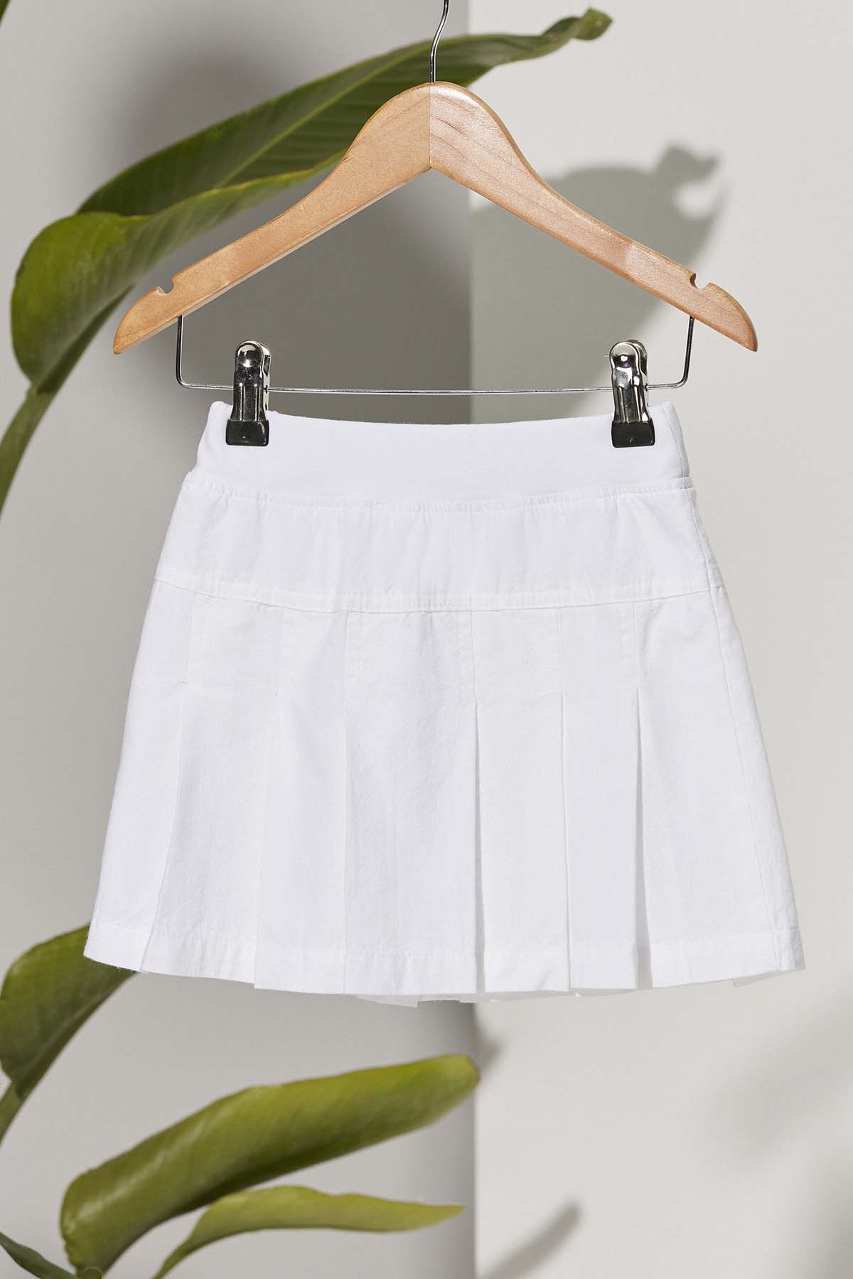 Çocuk Pileli Beyaz Etek