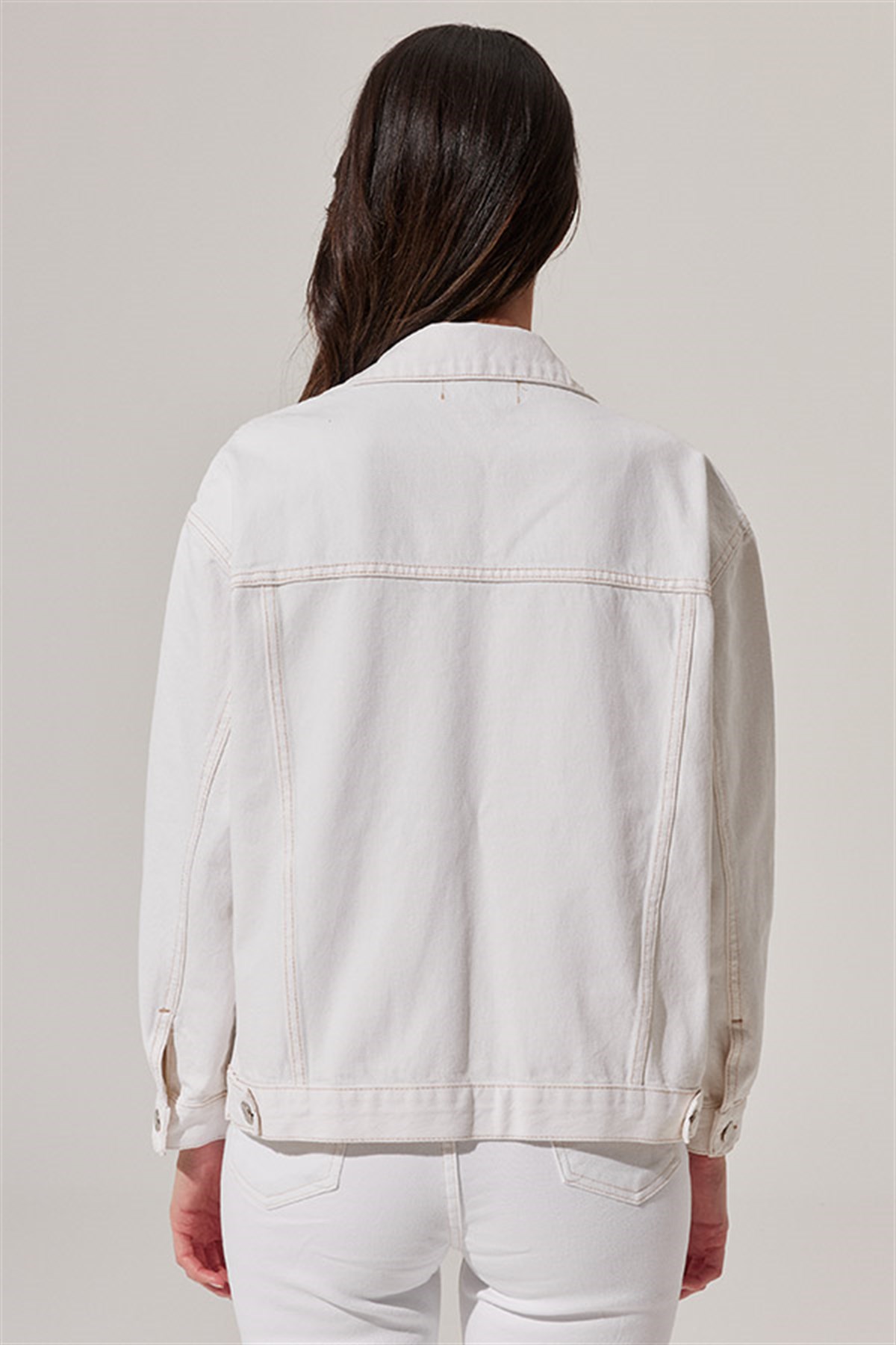 Önden Cepli Denim Mont