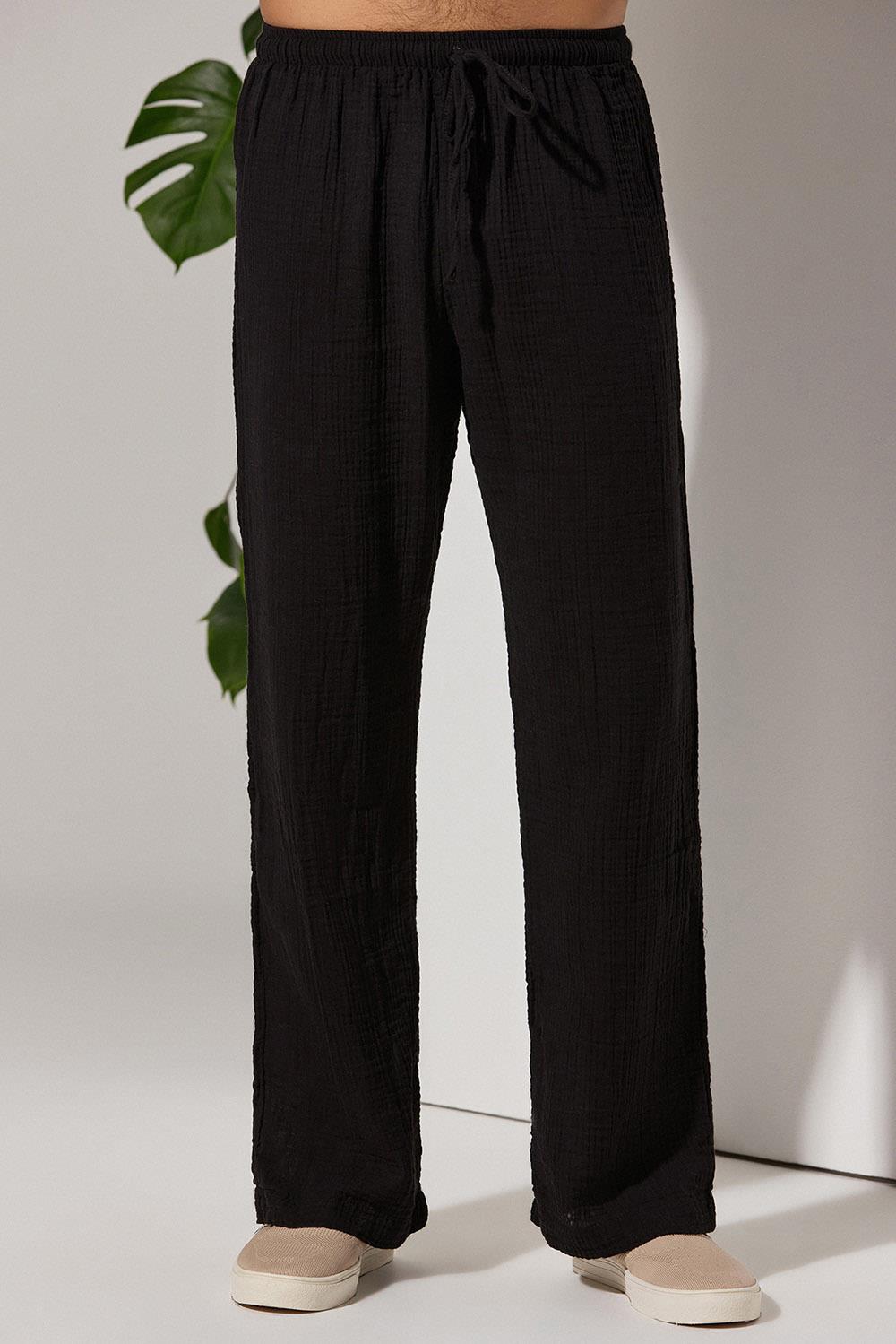 Double Face Relax Siyah Unisex Pantolon