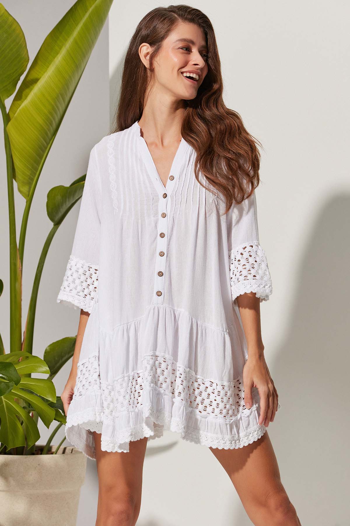 Túnica de mujer de tela Silo abotonada