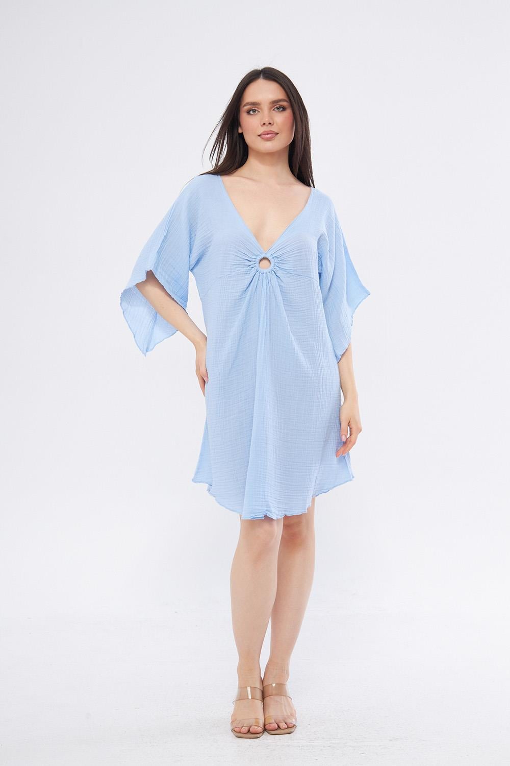 Double Face Ring Mini Blue Dress