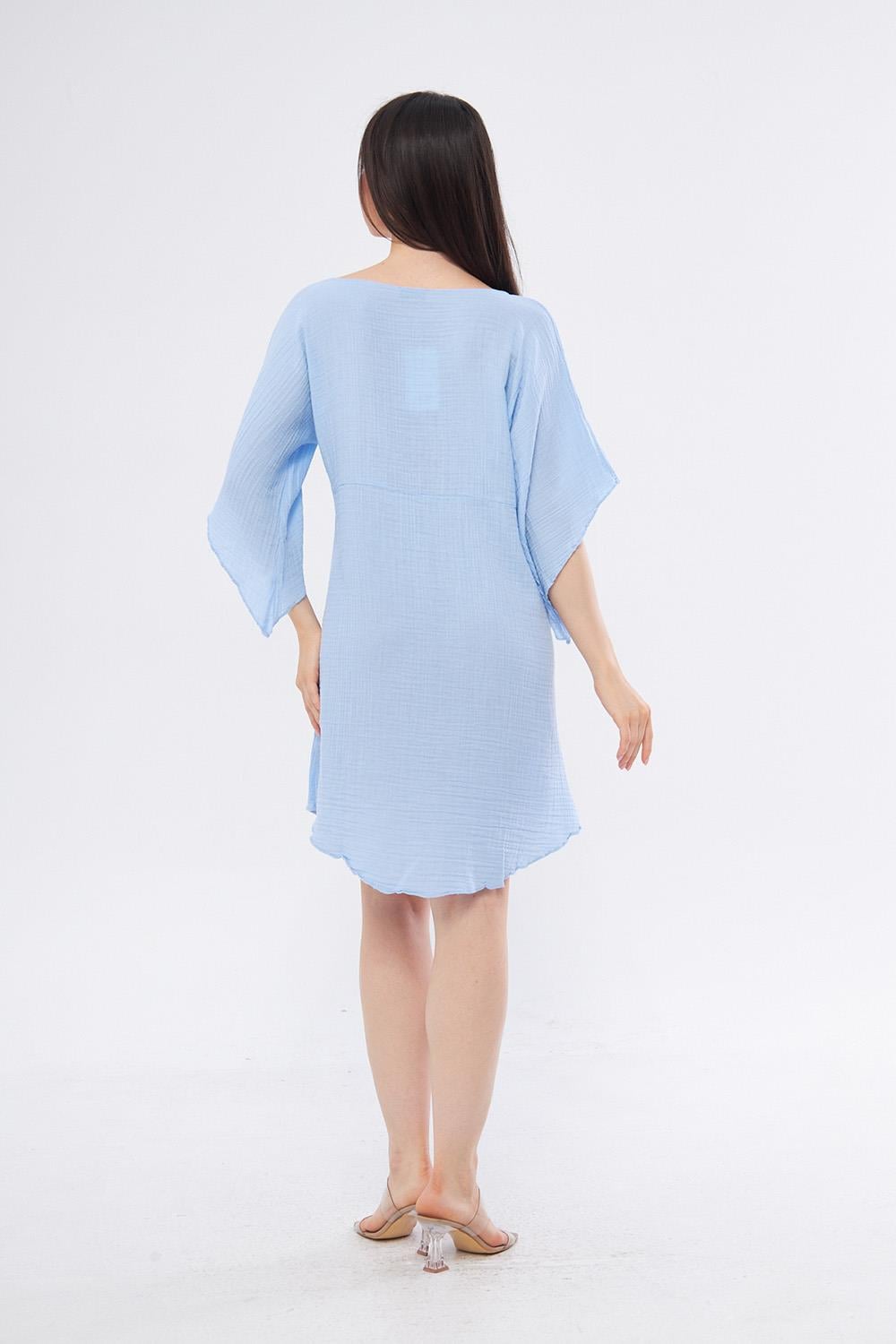 Double Face Ring Mini Blue Dress