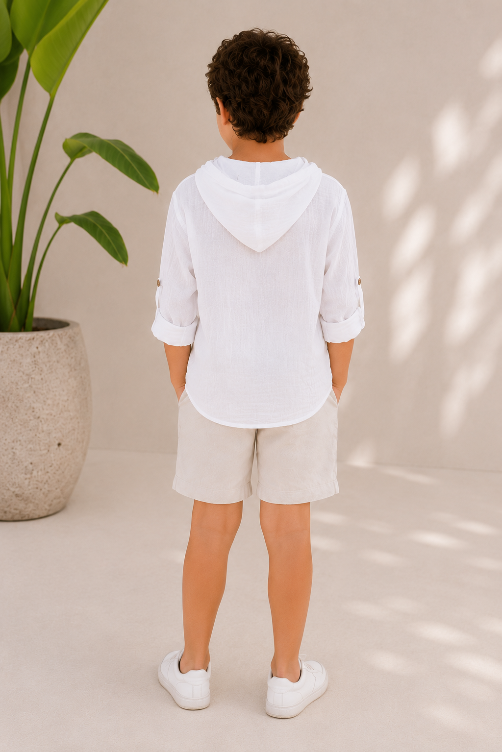 Hooded Kids White T-Shirt