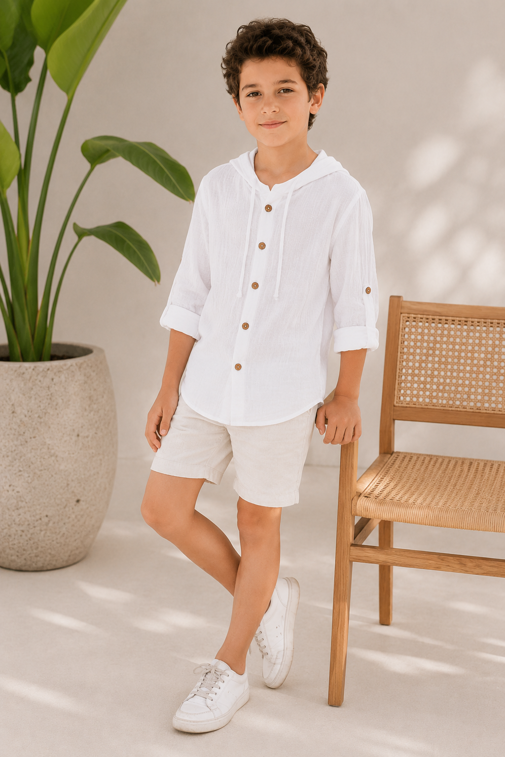 Hooded Kids White T-Shirt