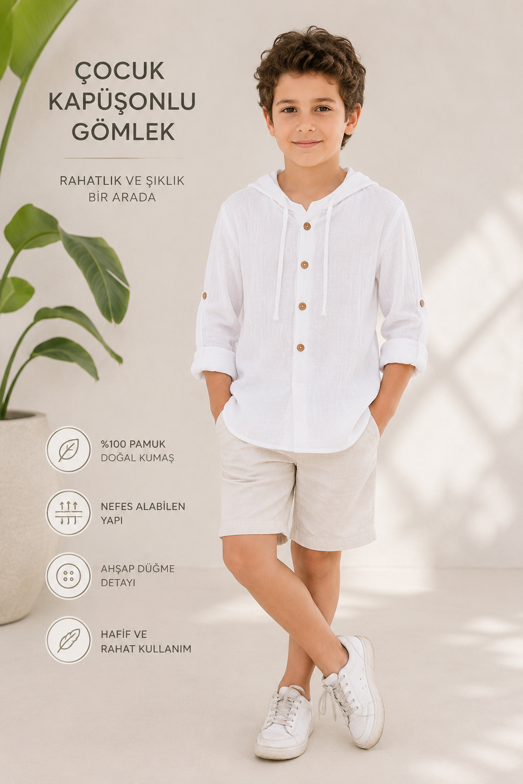 Hooded Kids White T-Shirt