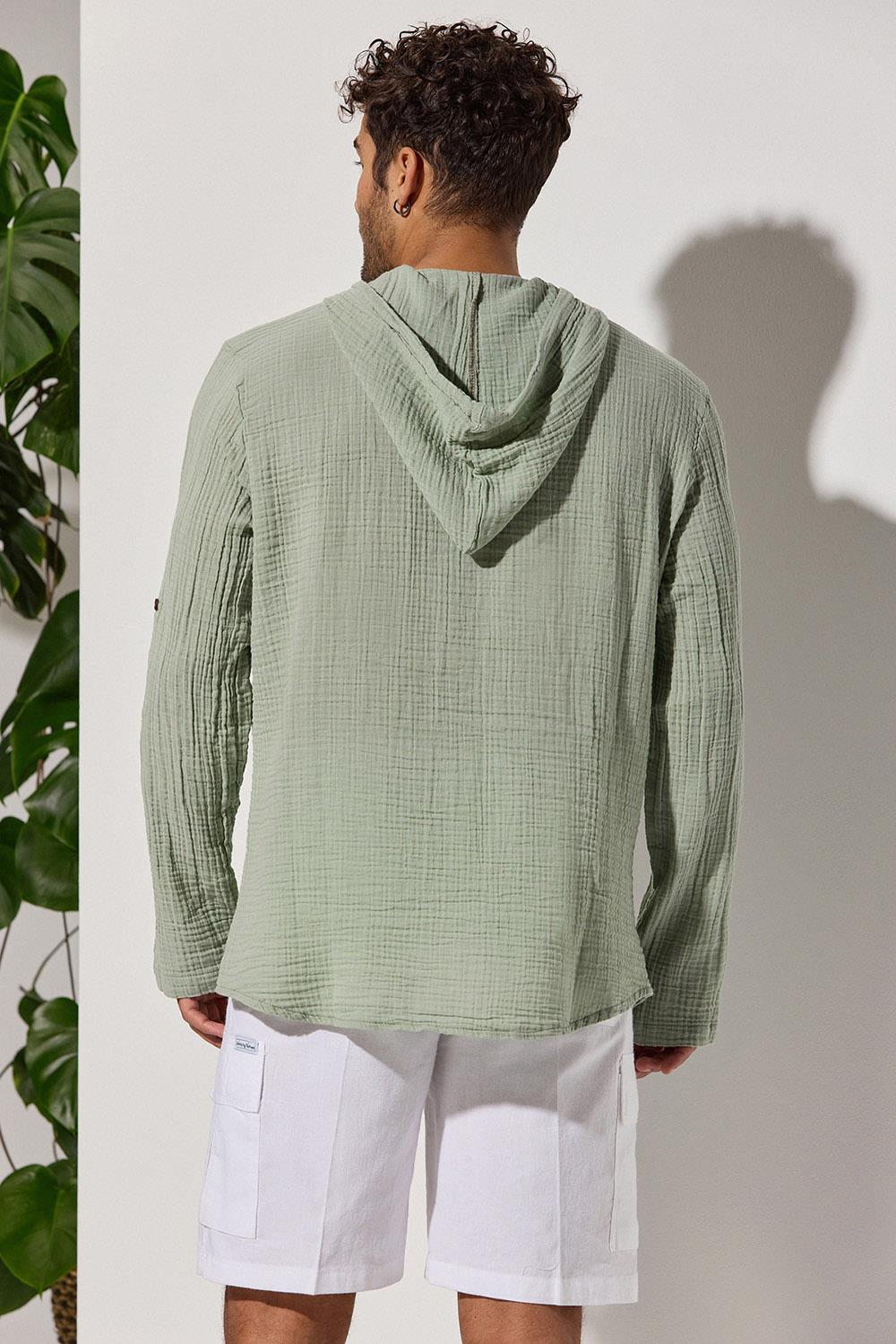 Double-Face Hooded Green Shirt