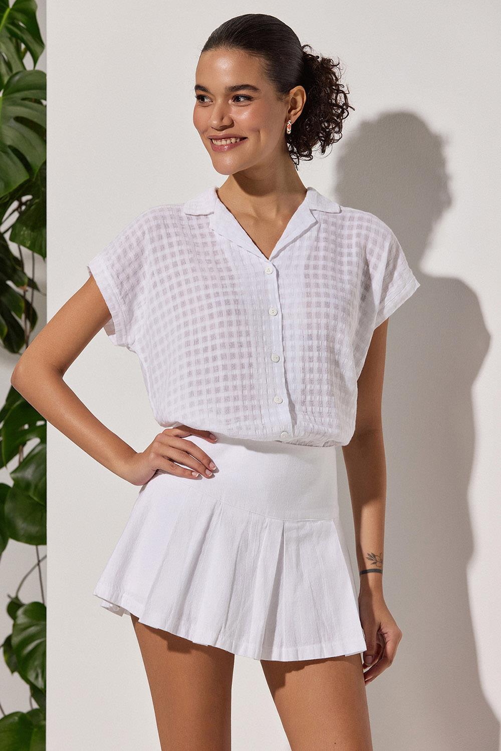 Kare Desen Resort Kadın Gömlek