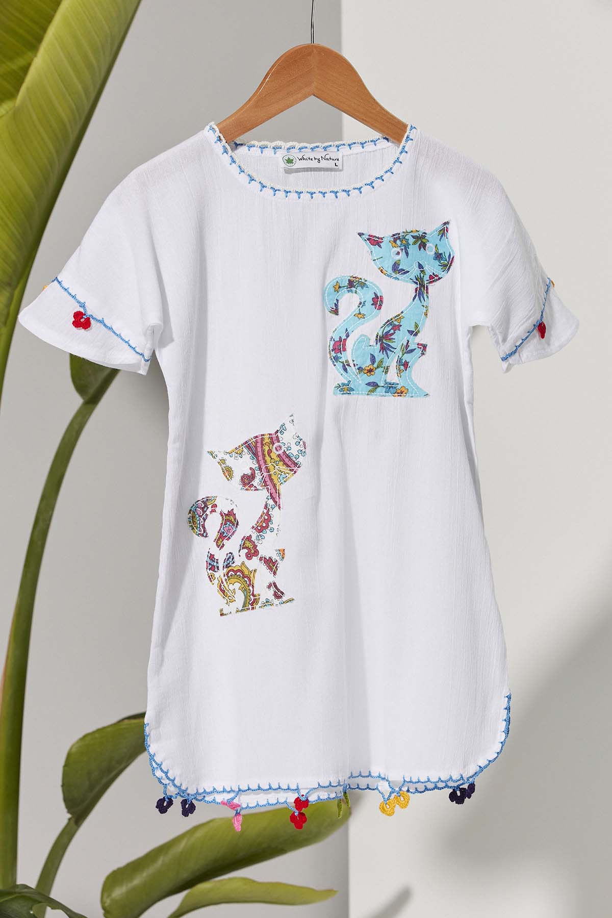 Kedili Çocuk Şile Bezi Elbise