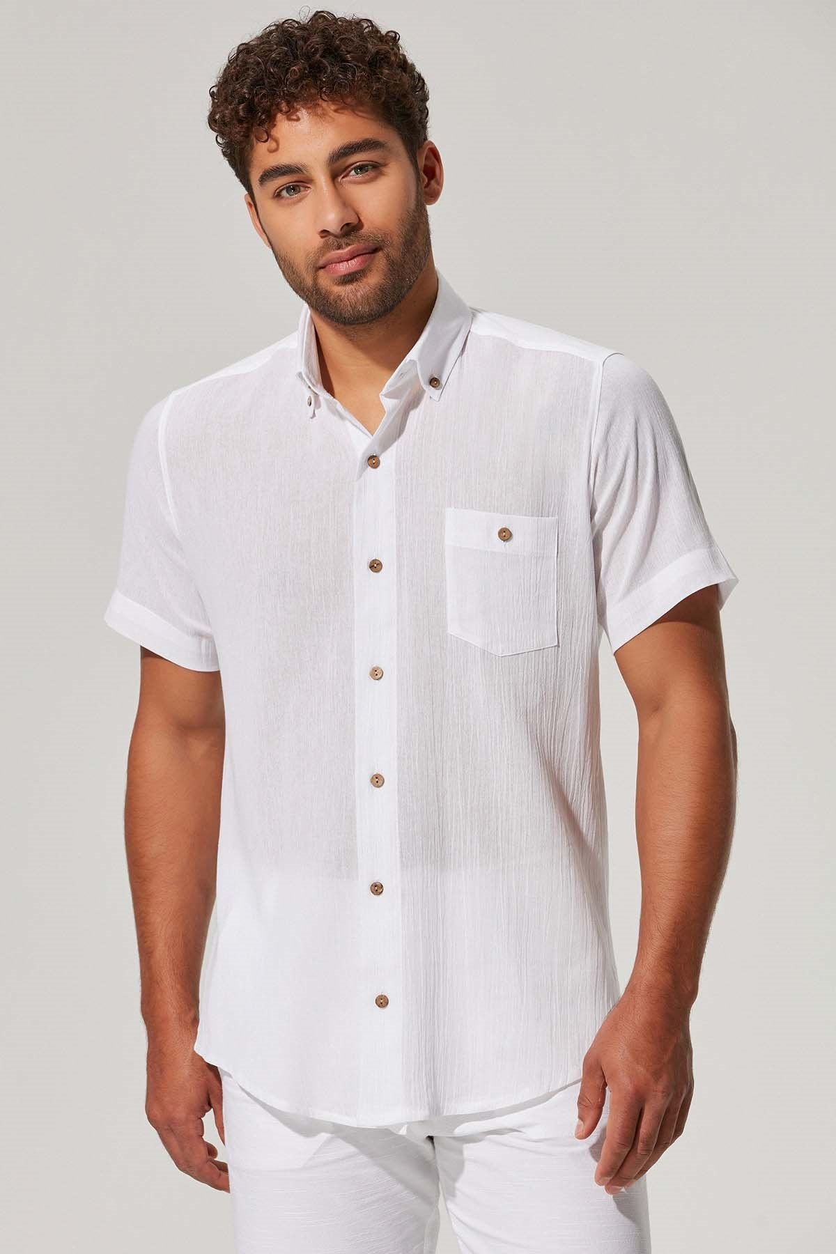 Kısa Kol Şile Bezi Erkek Gömlek