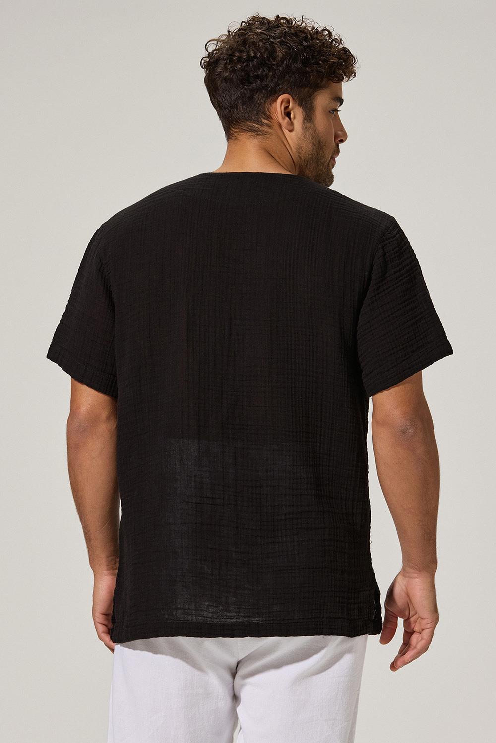 Kısa Kol Zımbalı Siyah Erkek T-Shirt