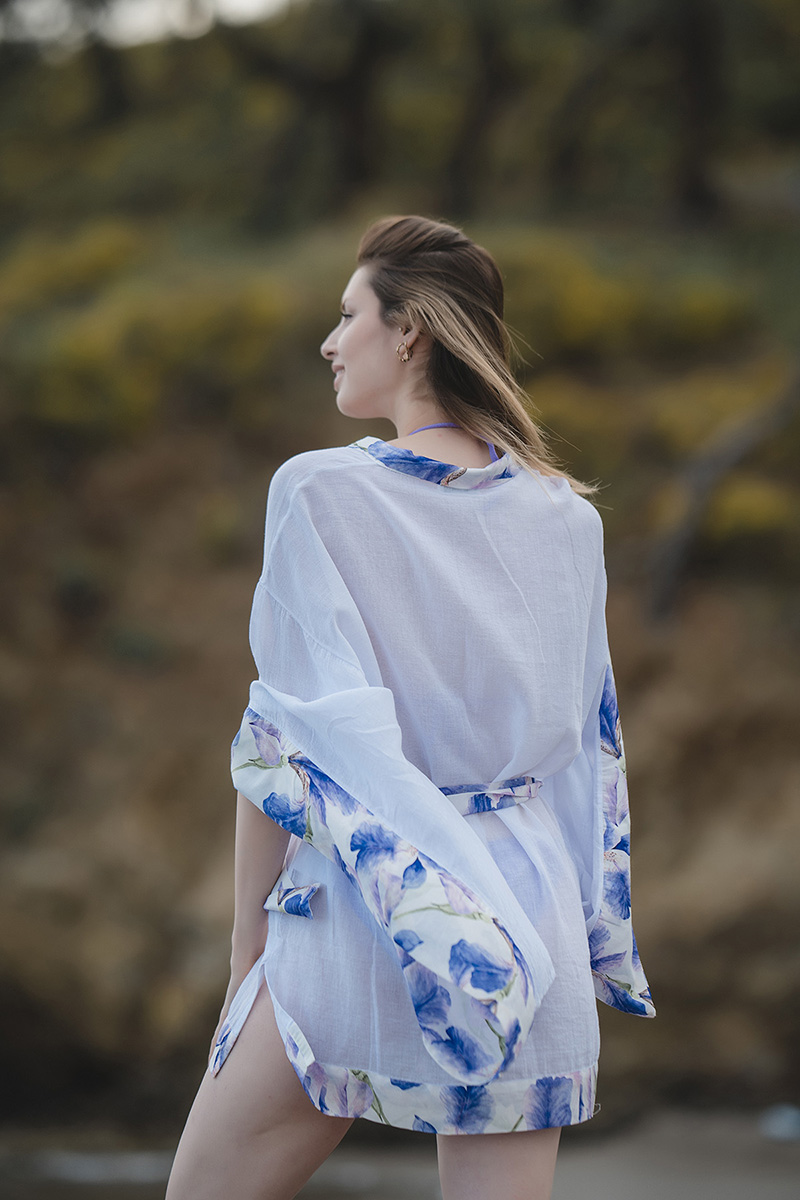 Lilac Short White Kimono