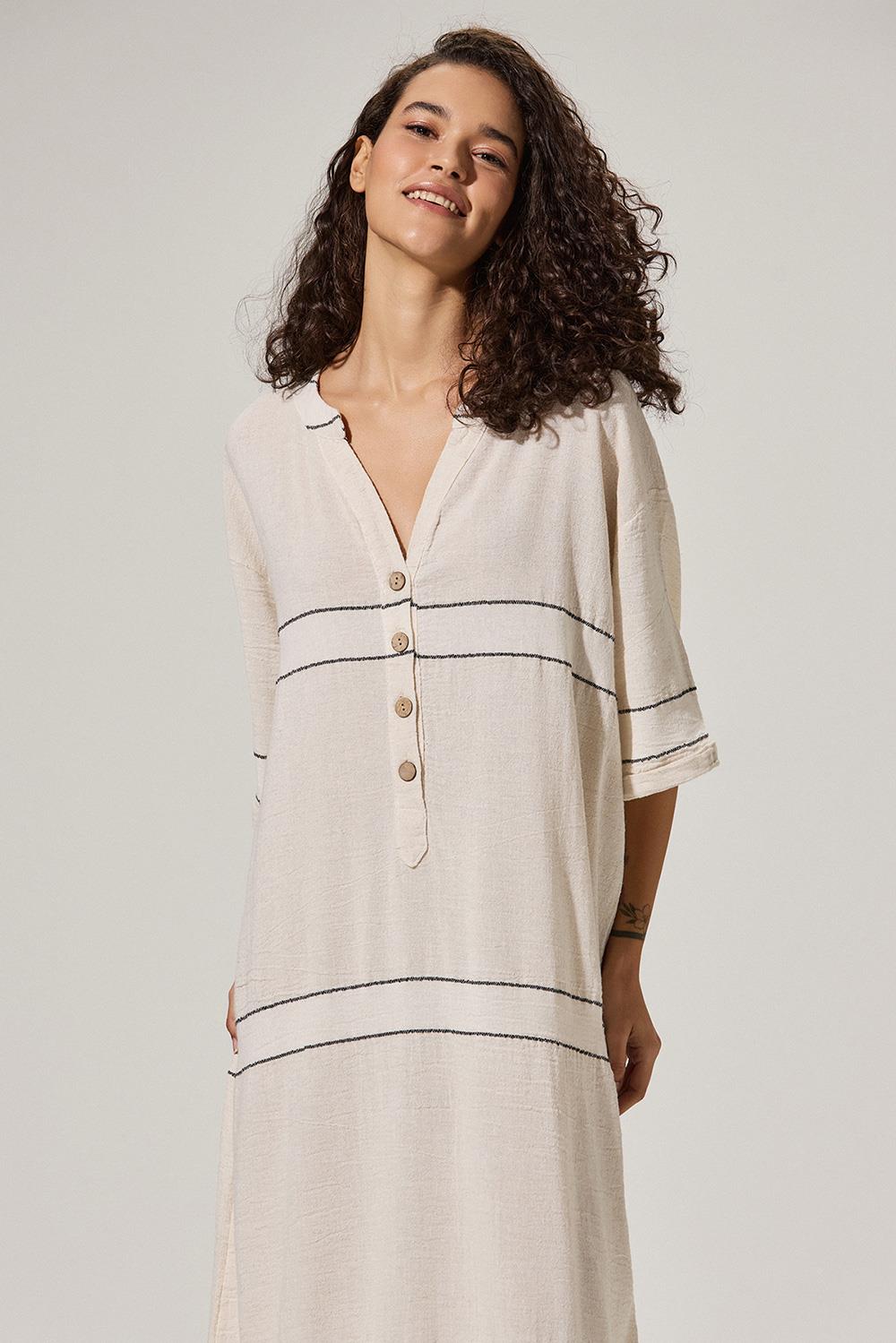 Naturel Hakim Yaka Elbise