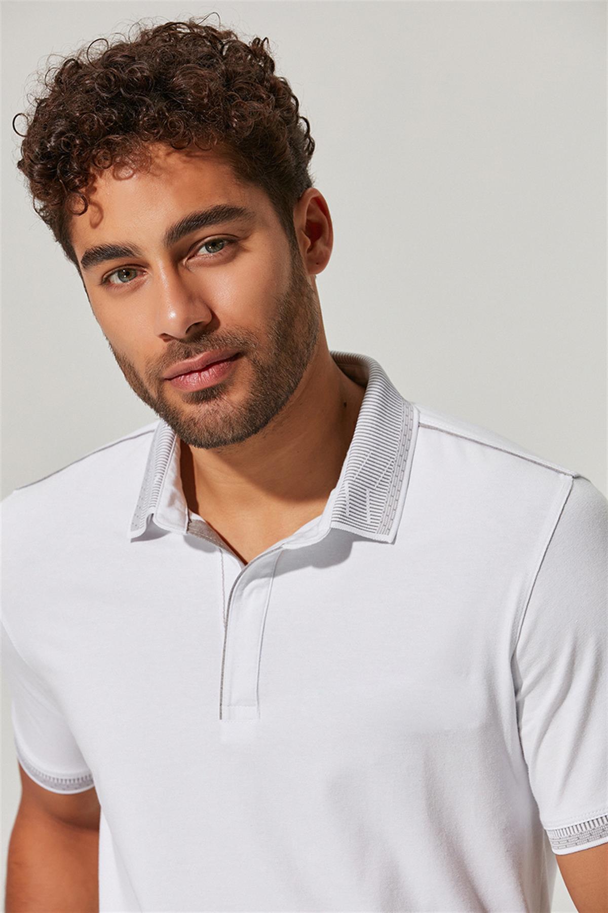 Polo Yaka Omuz Çizgili Erkek T-Shirt