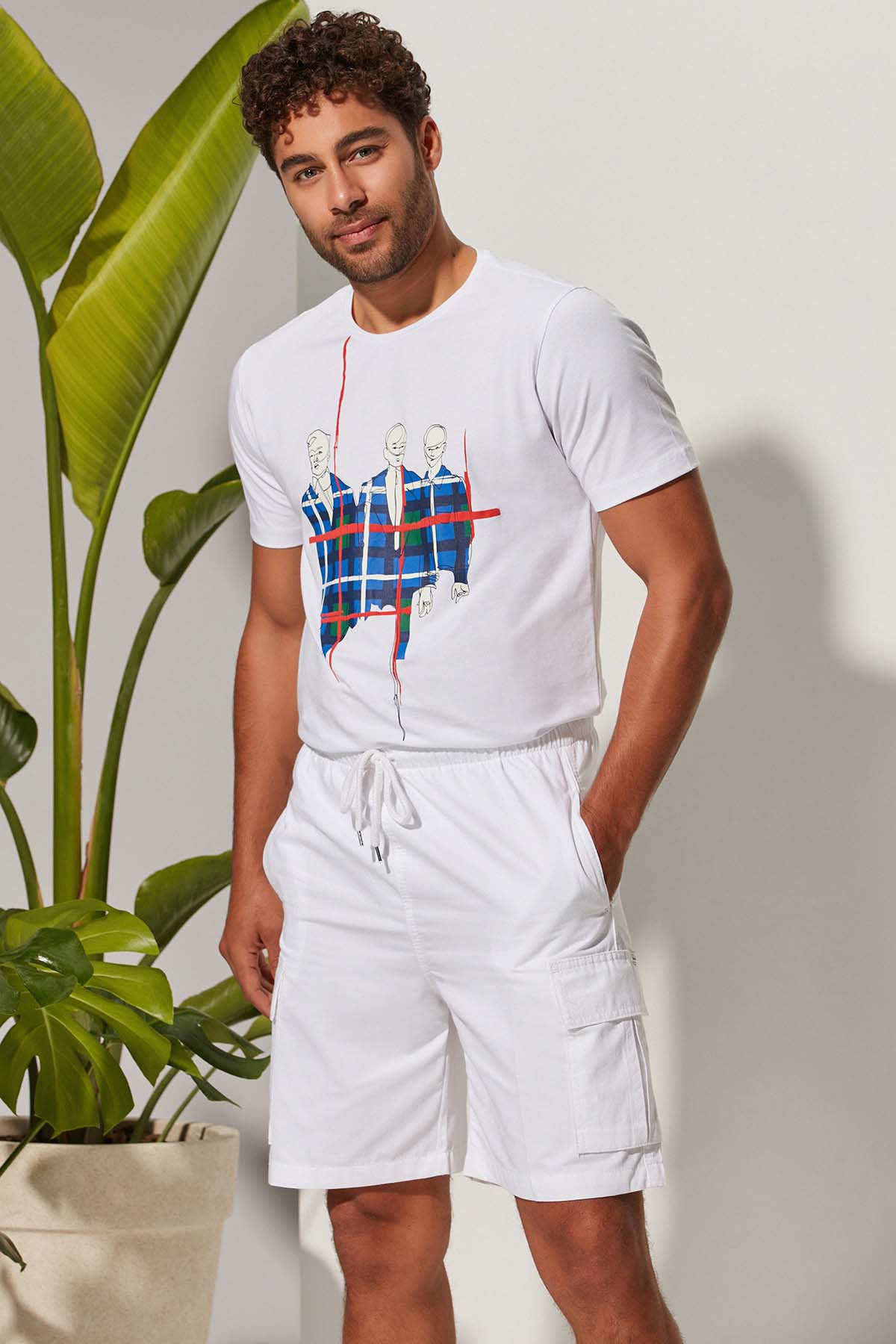 Spor Erkek Beyaz Şort