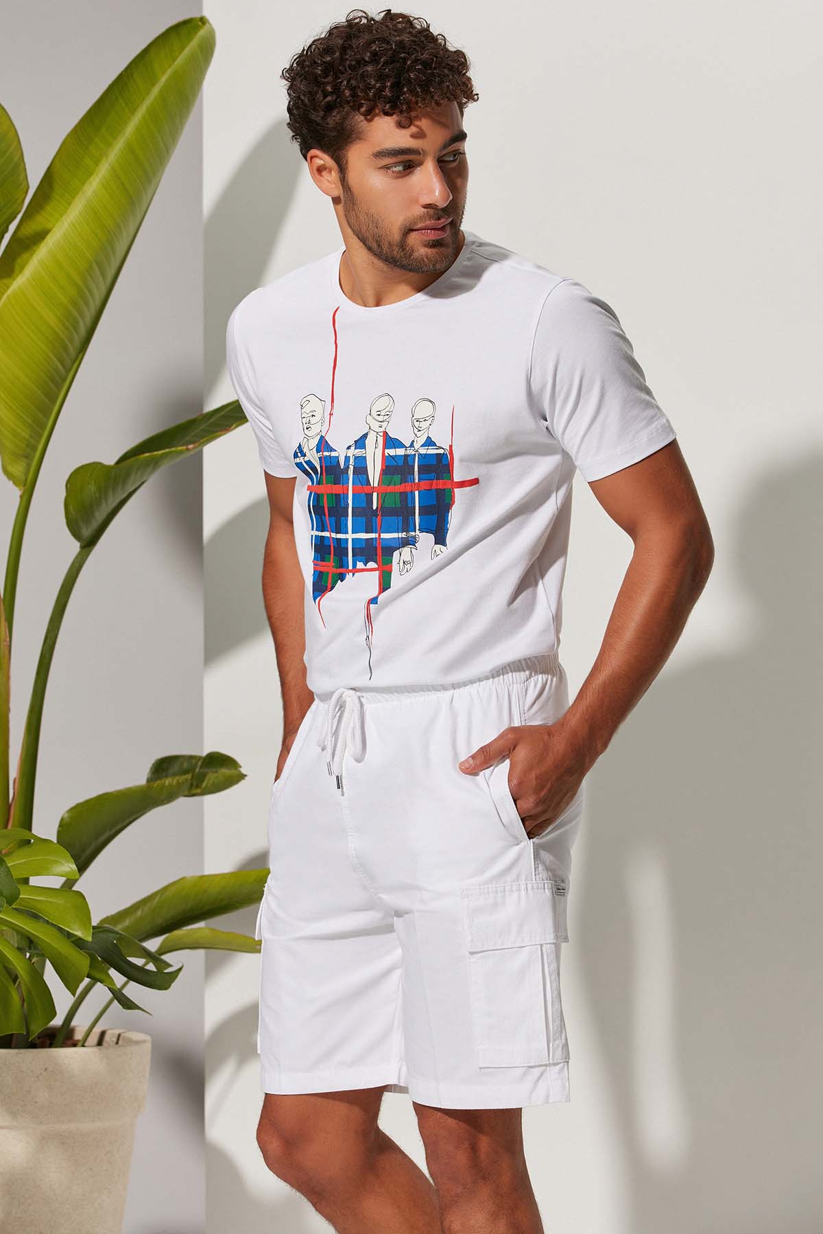 Spor Erkek Beyaz Şort