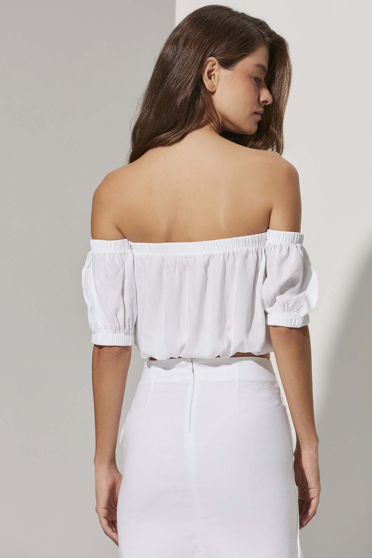 Straplez Beyaz Crop