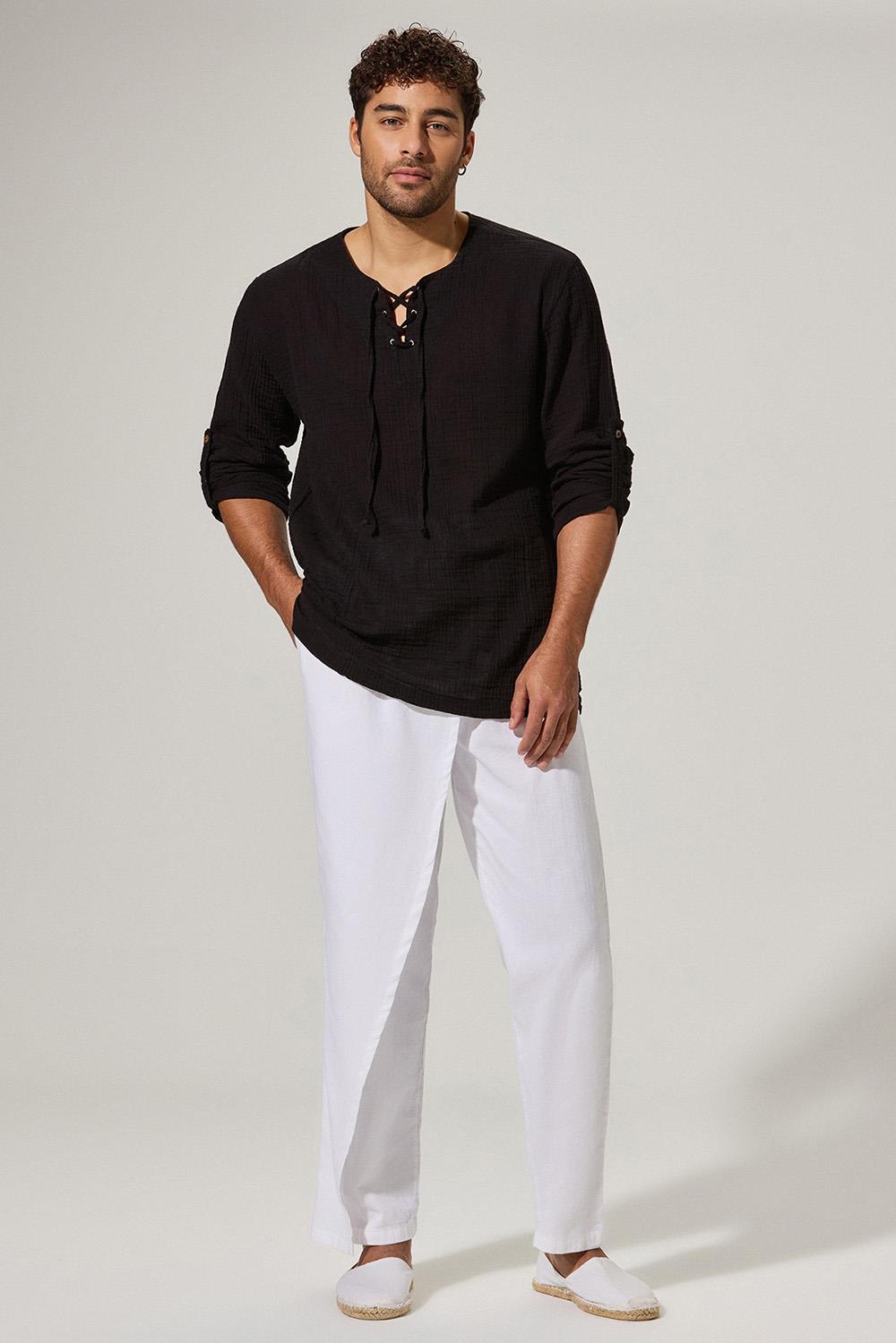 Uzun Kol Zımbalı Siyah Erkek T-Shirt