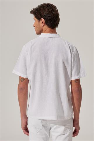 Yelken Baskılı Keten Resort Gömlek