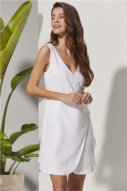 Wrapped White Womens Dress
