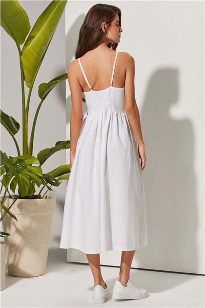 Askılı Coco Düğmeli Elbise