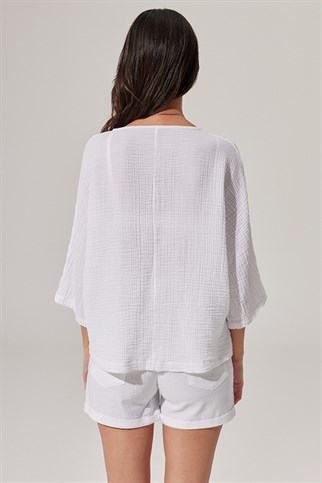 Büzgü Detaylı, Doubleface Bluz