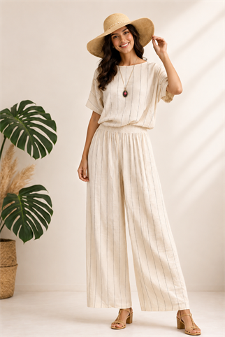 Striped Bohemian Natural Trousers