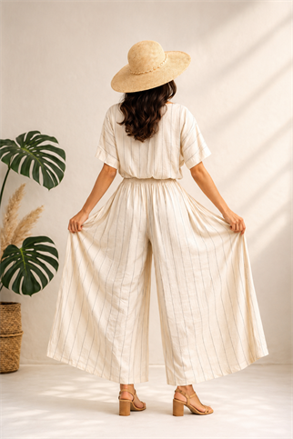 Striped Bohemian Natural Trousers