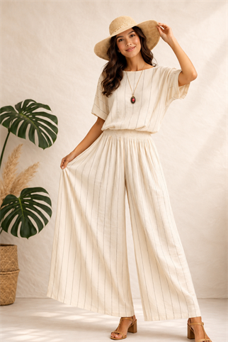 Striped Bohemian Natural Trousers