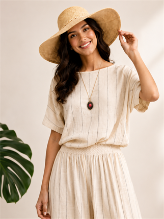 Striped Bohemian Natural Trousers