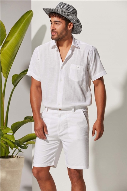 Coco Düğme Erkek Beyaz Şort