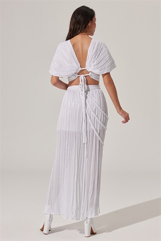 Viscose Crepe Fabric Skirt Set With Crop