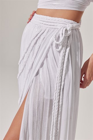 Viscose Crepe Fabric Skirt Set With Crop